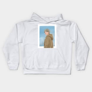 Min Yoongi Seaside Digital Drawing Kids Hoodie